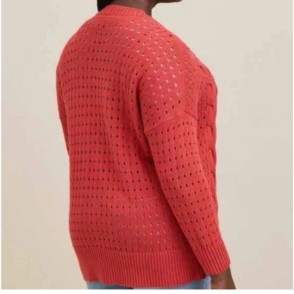 Torrid Cable V-Neck Boyfriend Cardigan Sweater Baked Apple Women's Size 1 (1X) - Picture 3 of 13